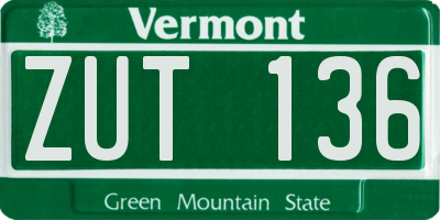 VT license plate ZUT136