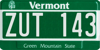 VT license plate ZUT143