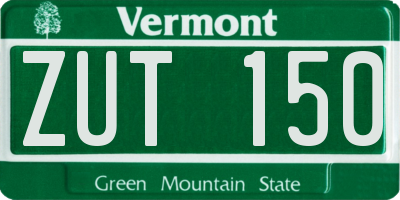 VT license plate ZUT150