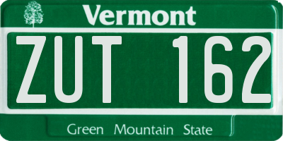 VT license plate ZUT162