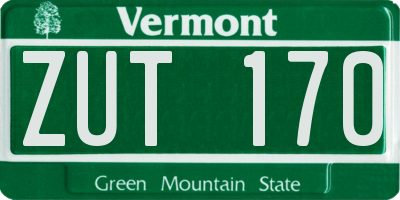 VT license plate ZUT170