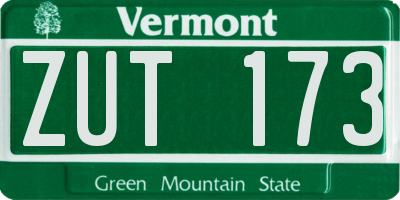 VT license plate ZUT173