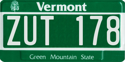 VT license plate ZUT178