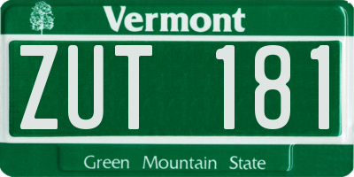 VT license plate ZUT181