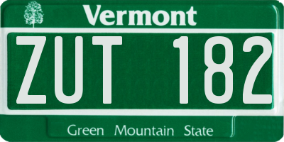 VT license plate ZUT182