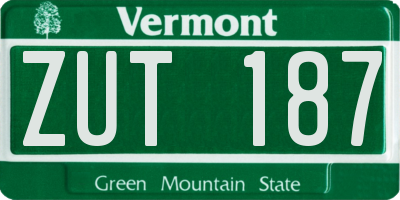 VT license plate ZUT187
