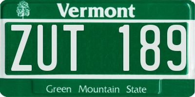 VT license plate ZUT189