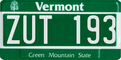 VT license plate ZUT193