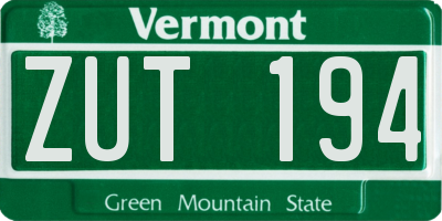 VT license plate ZUT194
