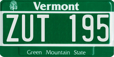 VT license plate ZUT195