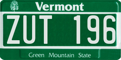 VT license plate ZUT196