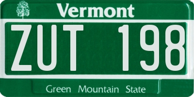 VT license plate ZUT198