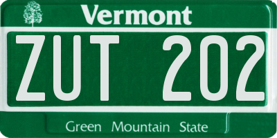 VT license plate ZUT202