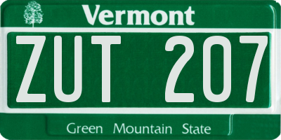 VT license plate ZUT207