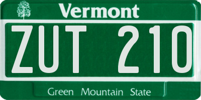 VT license plate ZUT210