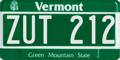 VT license plate ZUT212