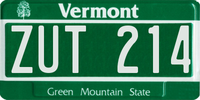 VT license plate ZUT214