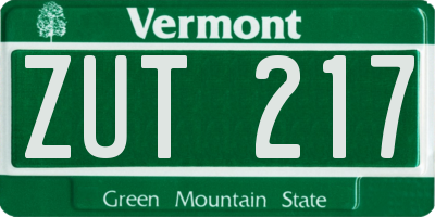 VT license plate ZUT217