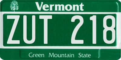 VT license plate ZUT218