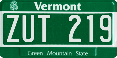 VT license plate ZUT219