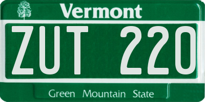 VT license plate ZUT220