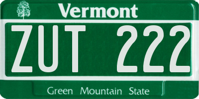 VT license plate ZUT222