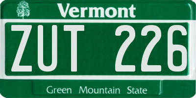 VT license plate ZUT226