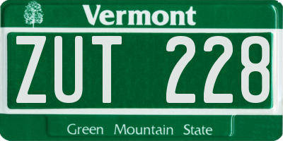 VT license plate ZUT228