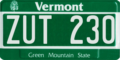 VT license plate ZUT230
