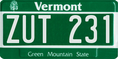 VT license plate ZUT231