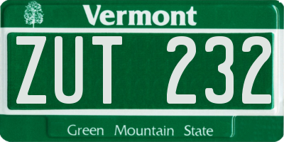 VT license plate ZUT232