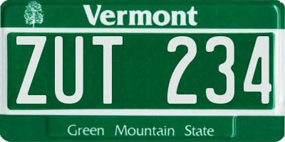VT license plate ZUT234