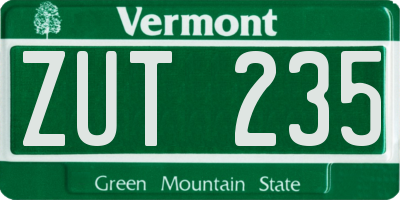 VT license plate ZUT235