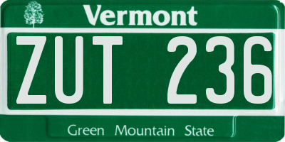 VT license plate ZUT236