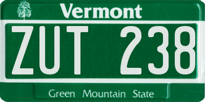 VT license plate ZUT238