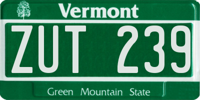 VT license plate ZUT239