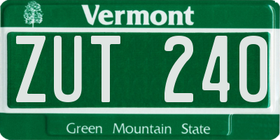 VT license plate ZUT240