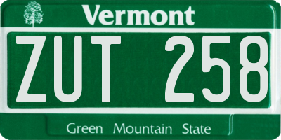 VT license plate ZUT258