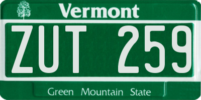 VT license plate ZUT259