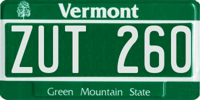 VT license plate ZUT260