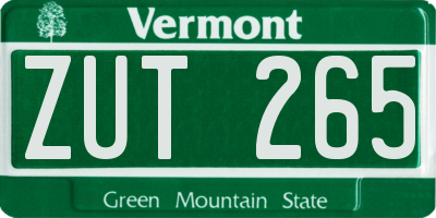 VT license plate ZUT265
