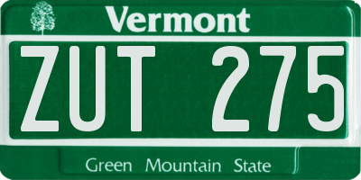 VT license plate ZUT275