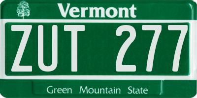 VT license plate ZUT277