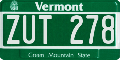 VT license plate ZUT278