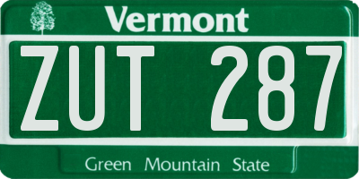 VT license plate ZUT287