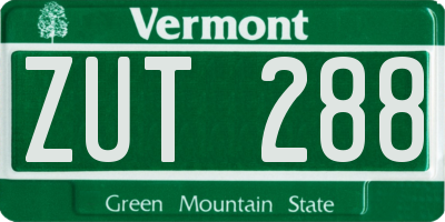 VT license plate ZUT288