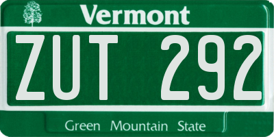 VT license plate ZUT292