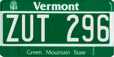 VT license plate ZUT296