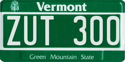VT license plate ZUT300