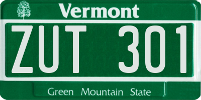 VT license plate ZUT301